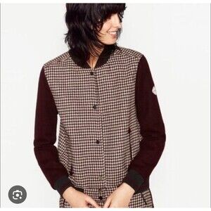 Zara Burgundy and Brown Bomber Jacket